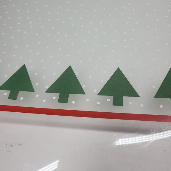 L.E. Smith Snowfall Trees Frosted Glass 13" Round Platter Christmas Serving MCM - Picture 10 of 12